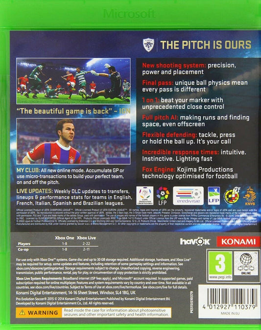 Pro Evolution Soccer 2015 PES 2015 for Microsoft Xbox One (XB1) - NEW