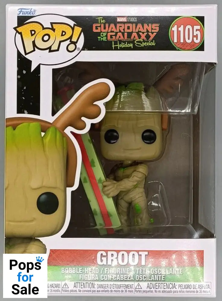 #1105 Groot Marvel Guardians of the Galaxy Holiday Special - Brand New Funko POP in Protector