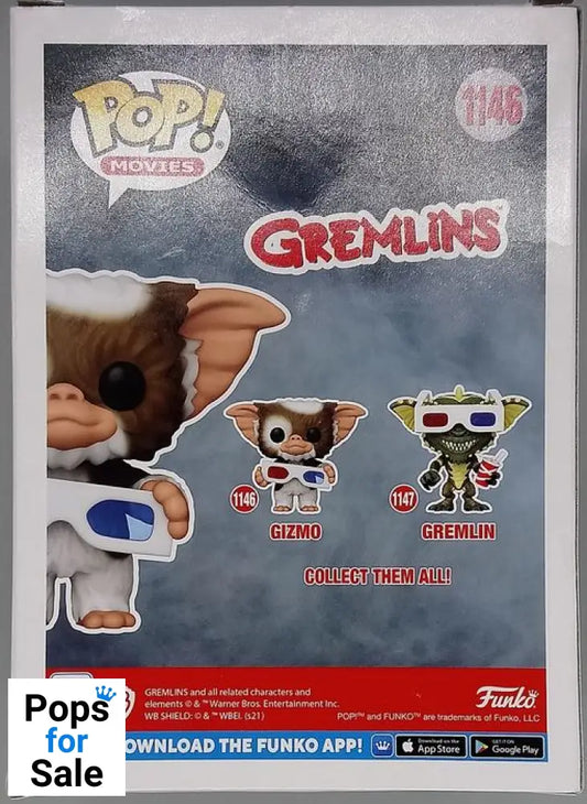 1146 Gizmo (w/ 3D Glasses) - Flocked - Gremlins Funko POP - Box Damaged