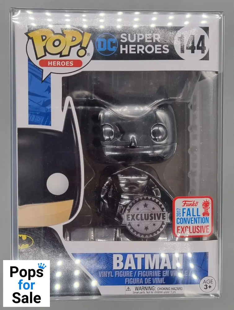 #144 Batman (Black) Chrome - DC - 2017 Con Exc Funko POP