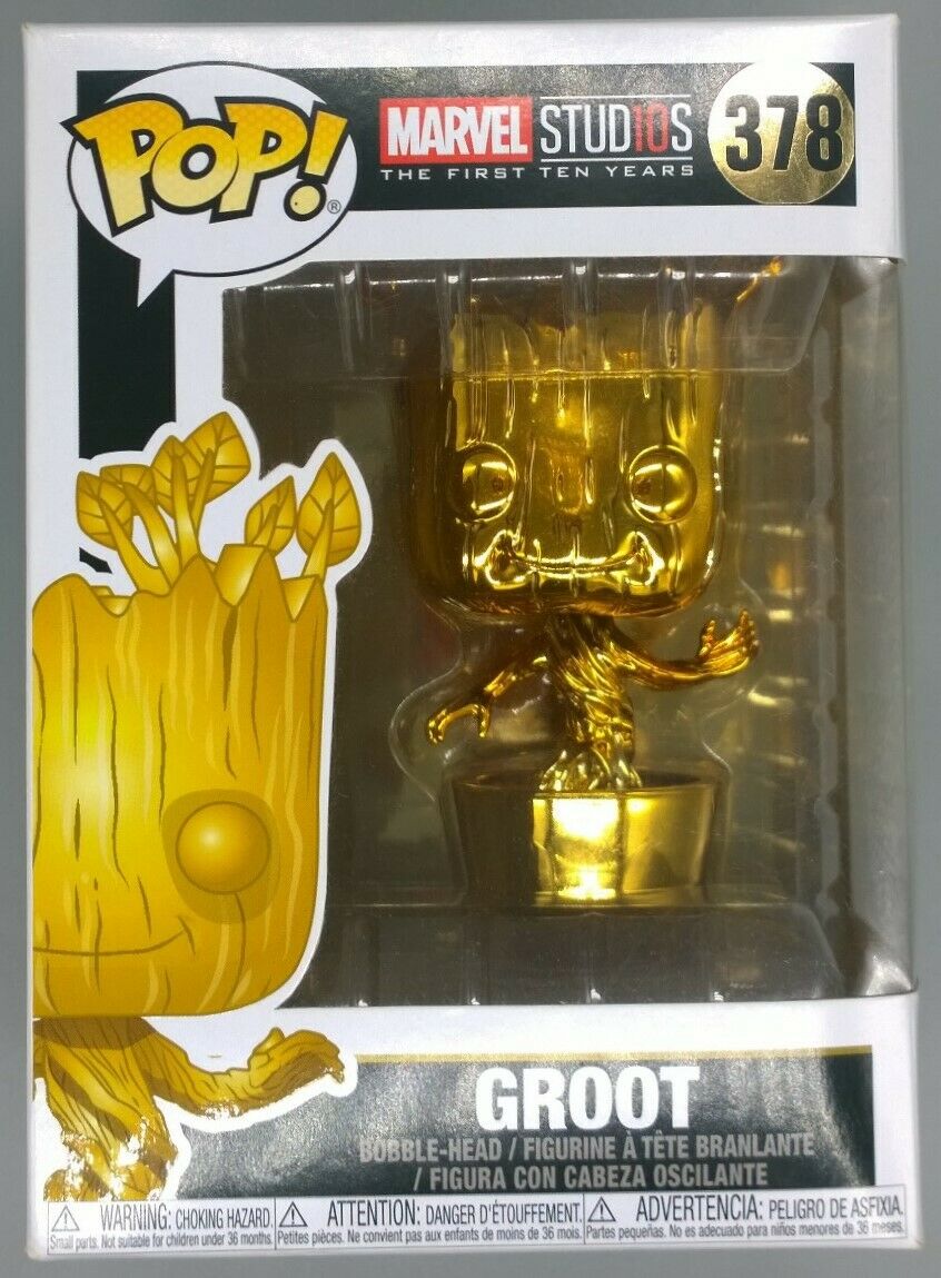 #378 Groot (Gold) - Chrome - Marvel Studios 10 Years Funko POP