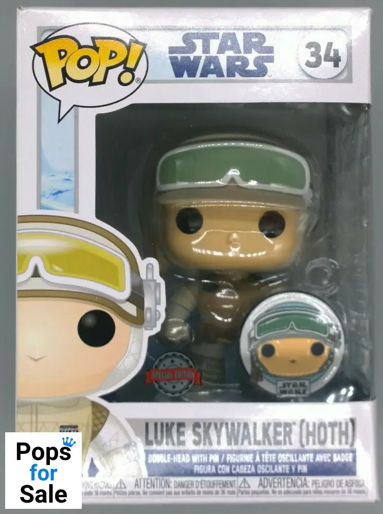 #34 Luke Skywalker (Hoth- w/ Pin) - Star Wars Funko POP