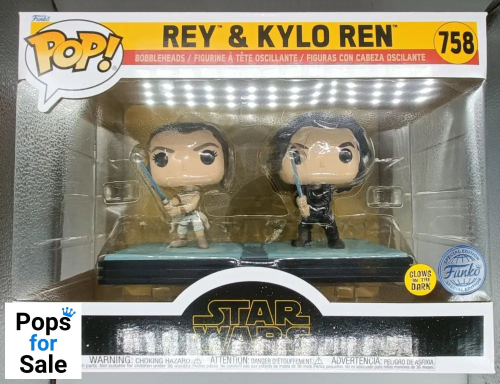 758 Rey & Kylo Ren (GITD) - Star Wars Funko POP - Brand New