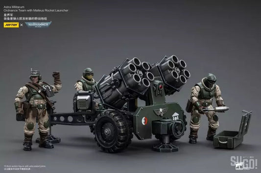 Warhammer 40K 1/18 Scale Astra Militarum Ordnance Team with Malleus Rocket Launcher Scale Figures