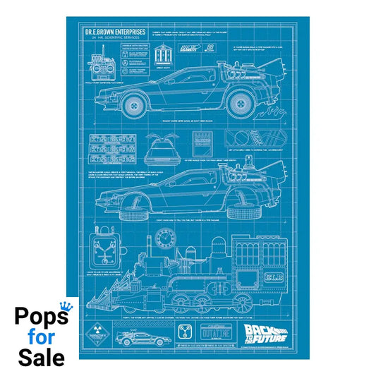 Back To The Future Art Print Time Machine Blueprint Limited Edition 42 x 30 cm