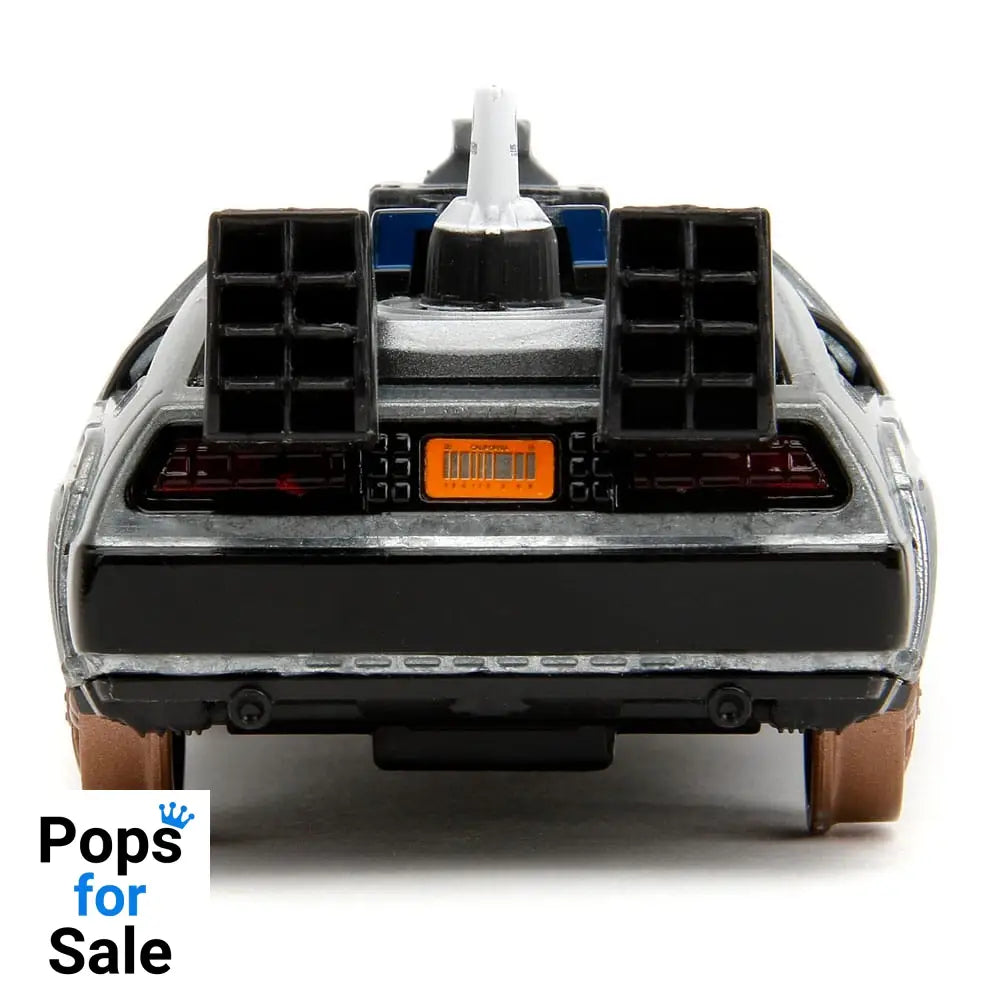Back to the Future III Hollywood Rides Diecast Model 1/32 DeLorean Time Machine Railroad Wheels