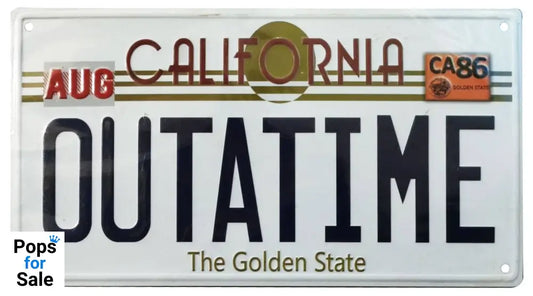 Back To The Future Metal Sign ยดOutatimeยด DeLorean License Plate