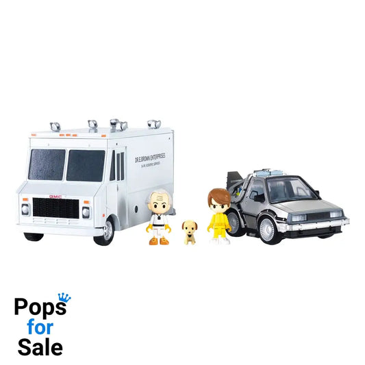 Back to the Future Q-Village Vehicles with mini-figures Time Machine Deluxe Set 9 cm