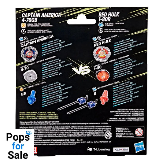 Beyblade X and Marvel Collab Captain America 4-70GB vs. Red Hulk 1-80R
