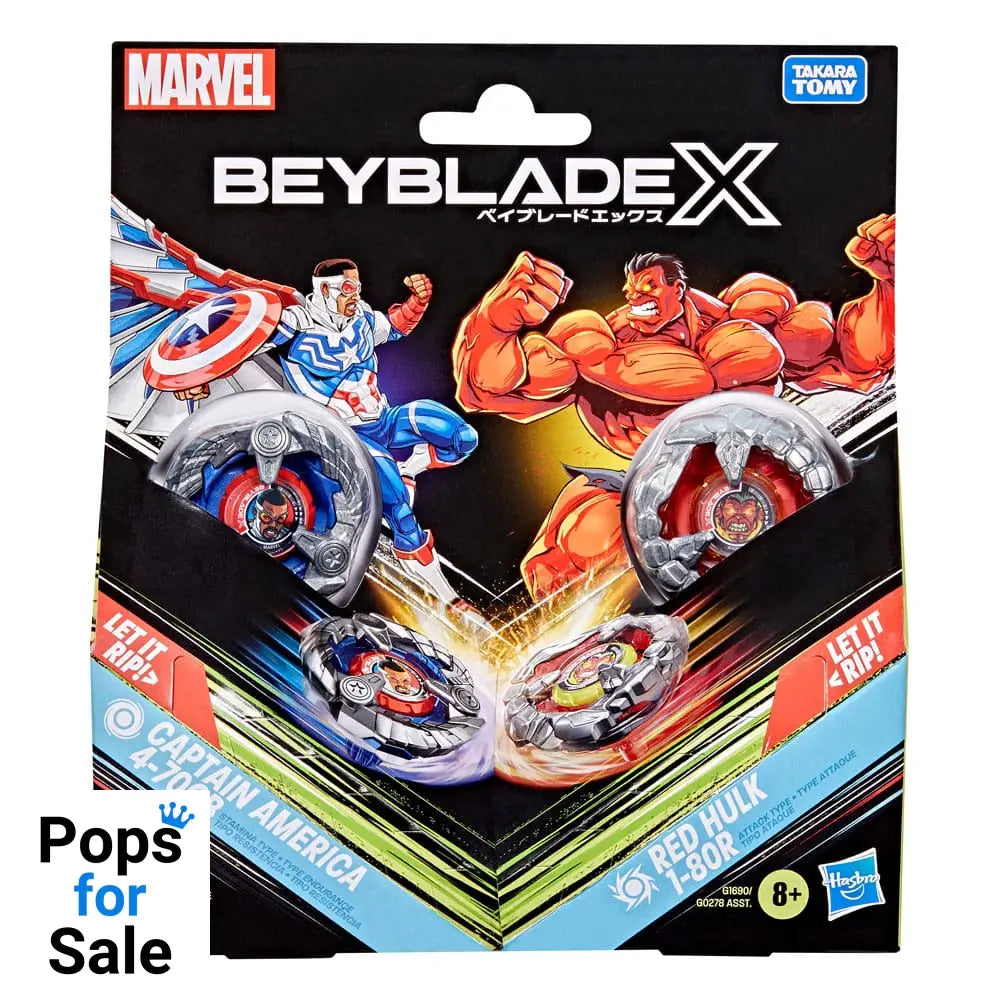 Beyblade X and Marvel Collab Captain America 4-70GB vs. Red Hulk 1-80R