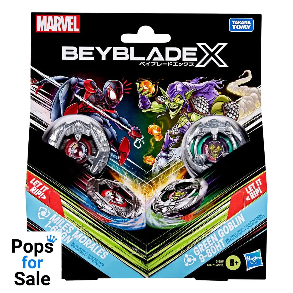 Beyblade X and Marvel Collab Miles Morales 1-60GN vs. Green Goblin 9-80HT