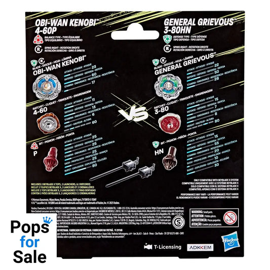 Beyblade X and Star Wars Collab Obi-Wan Kenobi 4-60P vs. General Grievous 3-80HN