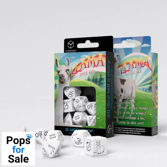 Bright Llama Dice Set White & Black (7)