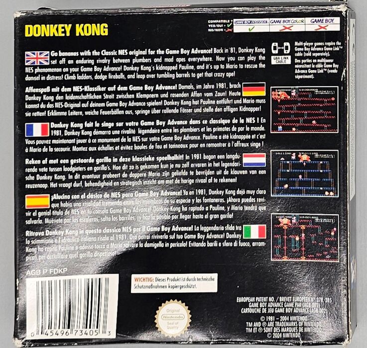 Donkey Kong NES Classics For Gameboy Advance (GBA)