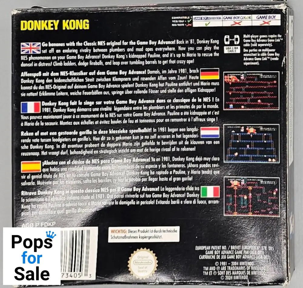 Donkey Kong NES Classics For Gameboy Advance (GBA)