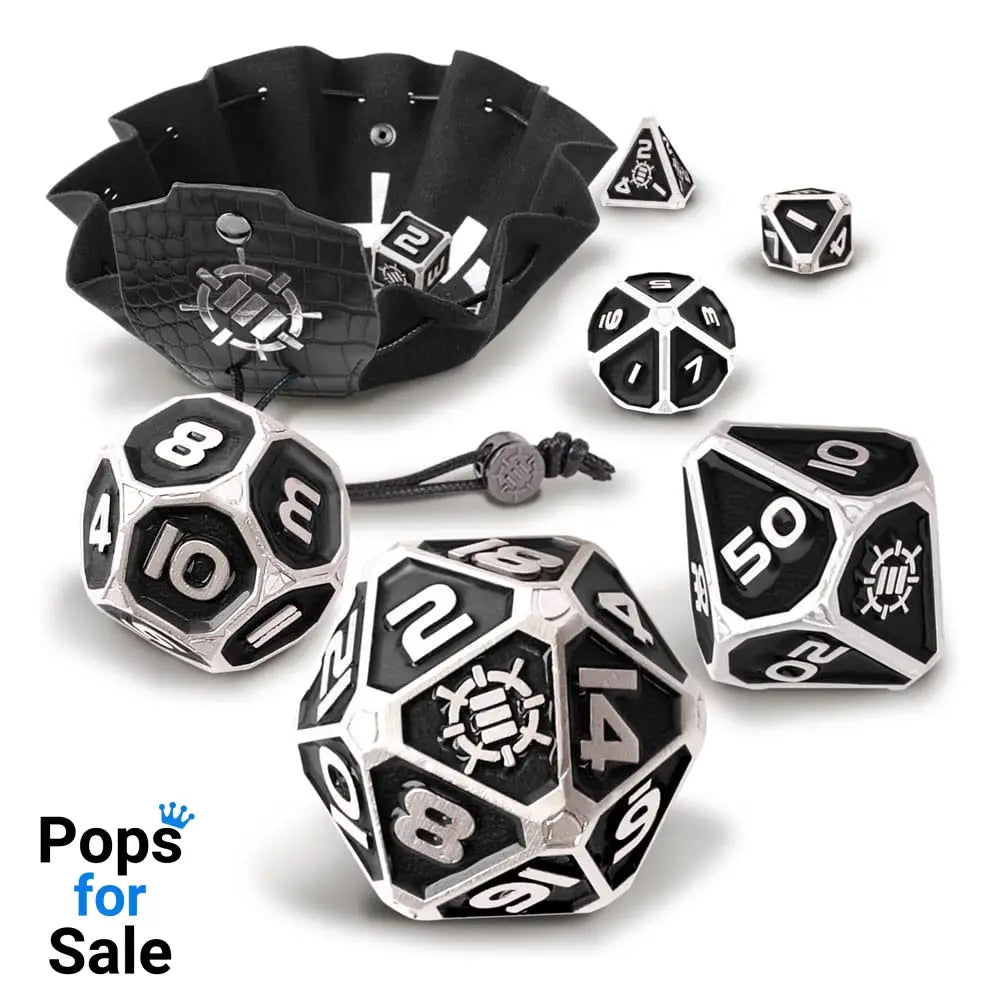Enhance Tabletop Series Metal RPG Dice Set Black (7) Dice accessories