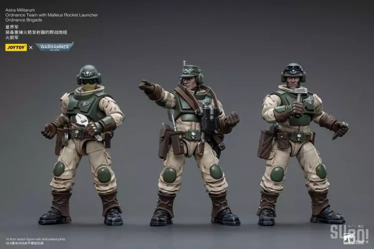 Warhammer 40K 1/18 Scale Astra Militarum Ordnance Team with Malleus Rocket Launcher Scale Figures