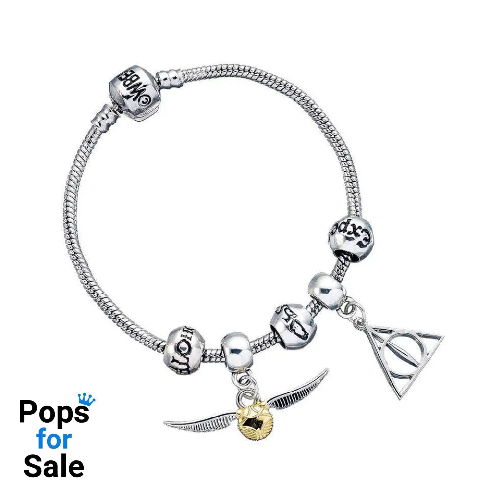 Harry Potter Bracelet Charm Set Deathly Hallows/Snitch/3 Spell Beads (silver plated) Armbands