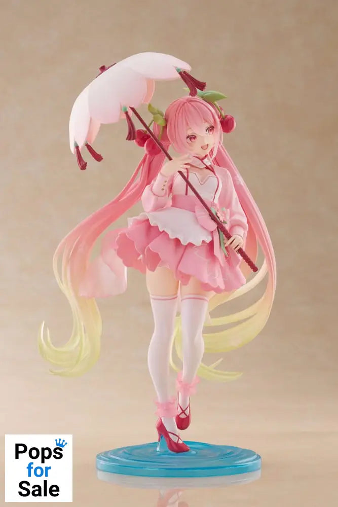 Hatsune Miku AMP PVC Statue Newley Written Sakura Miku Sakura Dress Ver. 21 cm