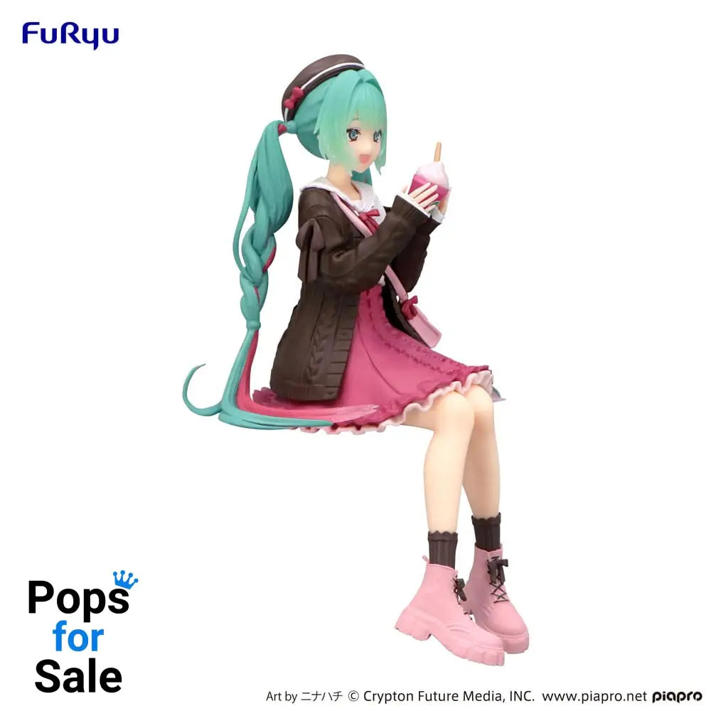 Hatsune Miku Noodle Stopper PVC Statue Autumn Date Pink Color Ver. 14 cm