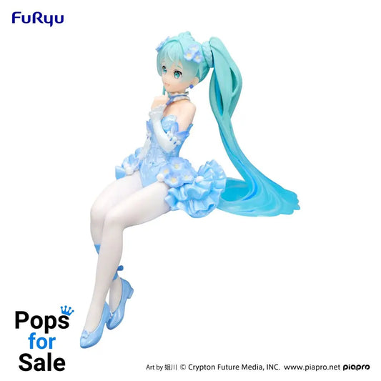 Hatsune Miku Noodle Stopper PVC Statue Flower Fairy Nemophila Pail Blue Color Ver. 15 cm