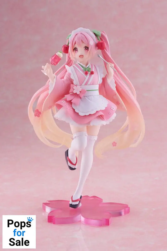 Hatsune Miku PVC Statue Newley Written Sakura Miku Japanese Cafe Ver. Reissue 18 cm