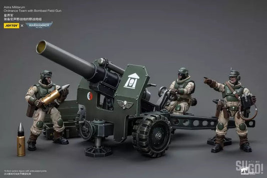 Warhammer 40K 1/18 Scale Astra Militarum Ordnance Team with Bombast Field Gun Scale Figures