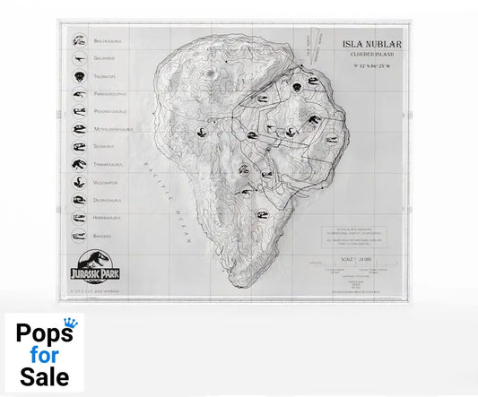 Jurassic Park Topographic Map Isla Nublar