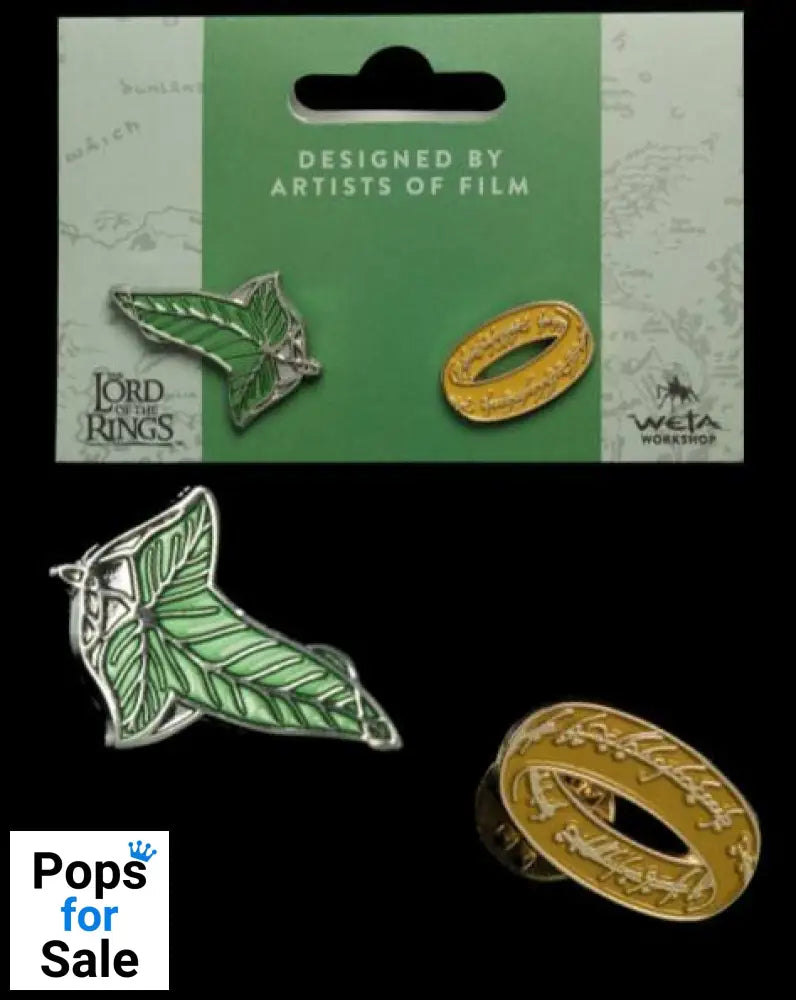 Lord of the Rings Collectors Pins 2-Pack Elfen Leaf & One Ring Pins & Brooches