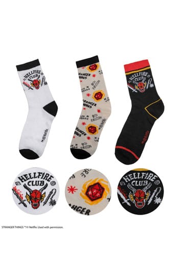 Stranger Things: Hellfire Club Set of 3 Socks - Brand New