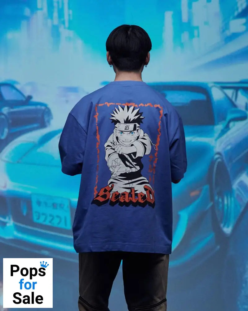 Naruto Shippuden T-Shirt Graphic Blue Size XL