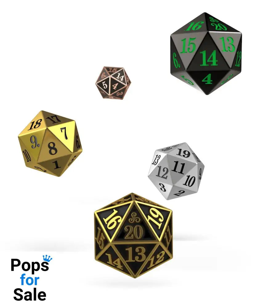 Oakie Doakie Dice D20 Spindown Dice Set Metal (5) Dice