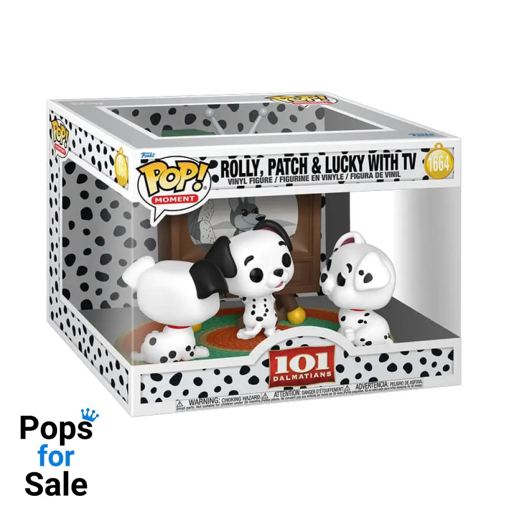 One Hundred and One Dalmatians POP Moment Vinyl Figures Rolly, Patch & Lucky with TV 9 cm
