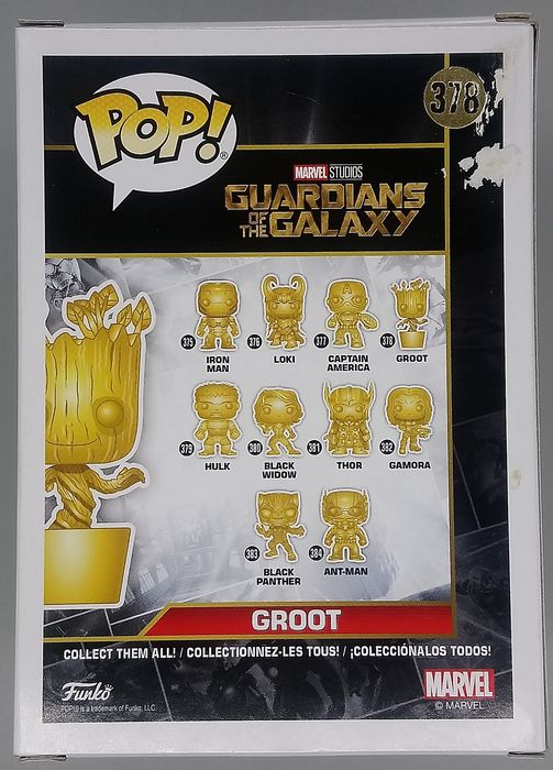 #378 Groot (Gold) - Chrome - Marvel Studios 10 Years Box Damaged Funko POP