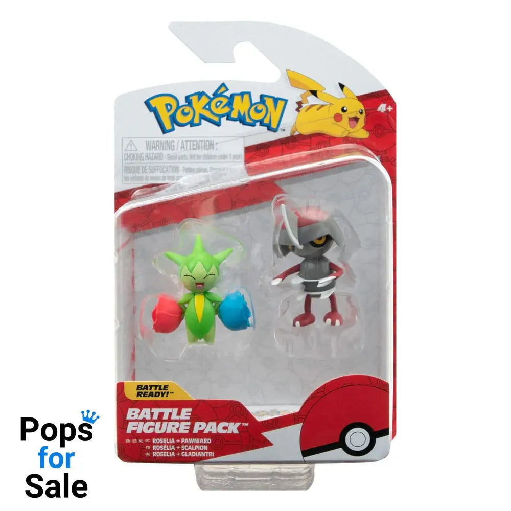 Pokémon Battle Figure Pack Mini Figure 2-Pack Pawniard, Roselia 5 cm