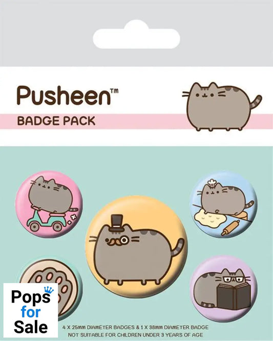 Pusheen Pin-Back Buttons 5-Pack Fancy