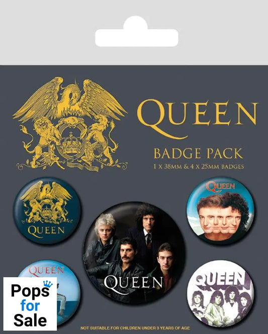 Queen Pin-Back Buttons 5-Pack Classic