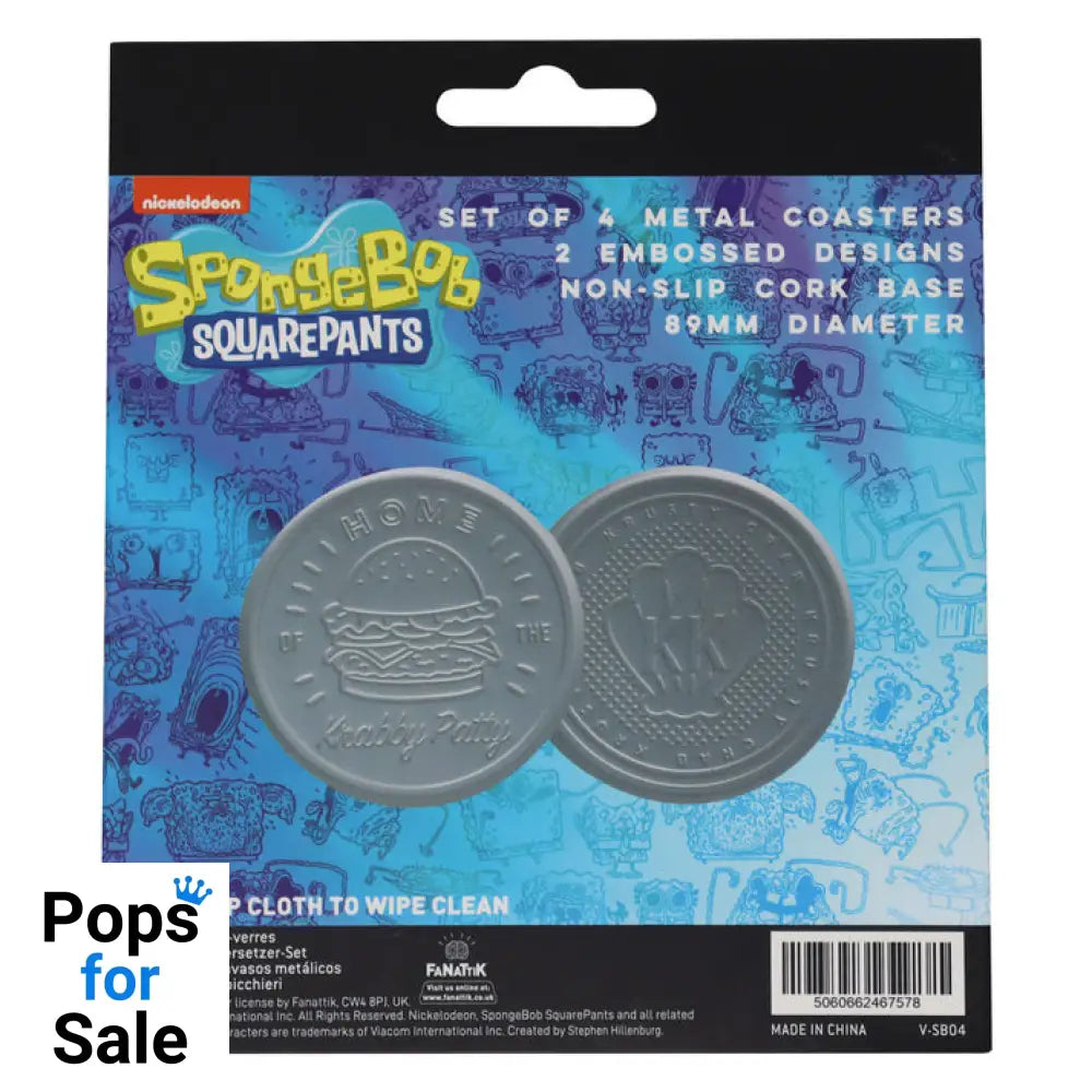 SpongeBob SquarePants Set of 4 Embossed Metal Coasters Coasters