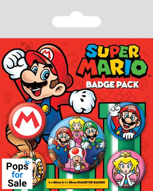 Super Mario Pin-Back Buttons 5-Pack