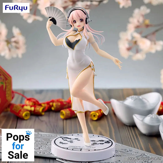 Super Sonico Trio-Try-iT PVC Statue White China Dress Ver. 21 cm