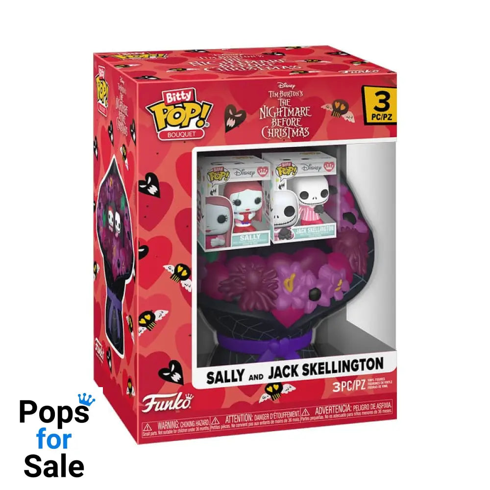 The Nightmare Before Christmas Bitty POP! Bouquet Vinyl Figure 2-Pack Sally & Jack Skellington (Valentine) 4 cm
