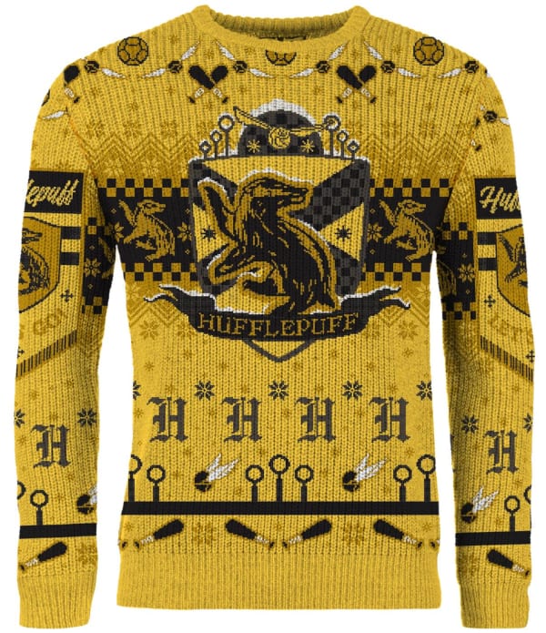 Harry Potter: Hufflepuff Quidditch Christmas Jumper (Size: S)