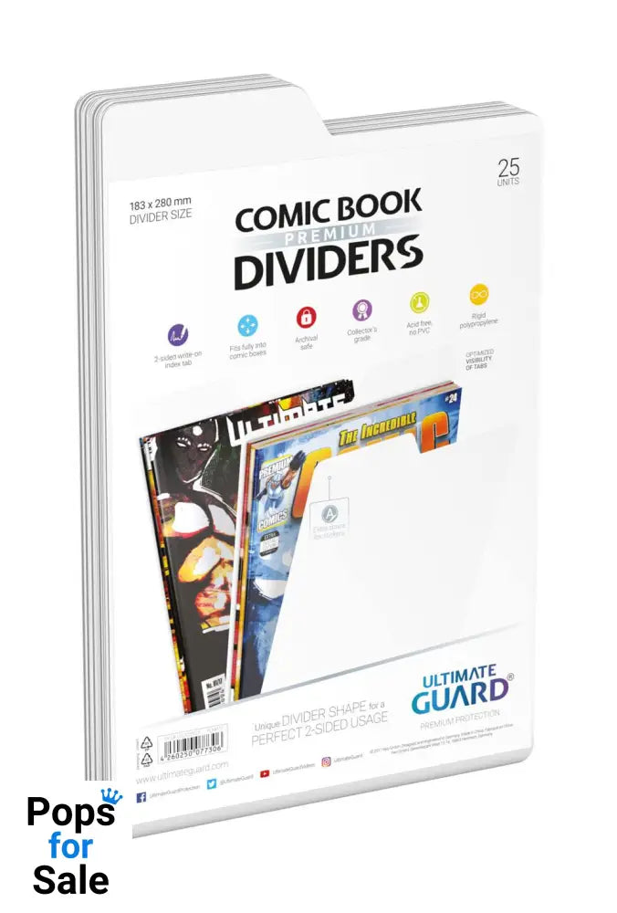 Ultimate Guard Comic Book Dividers (25) - White Comics storage & Protection