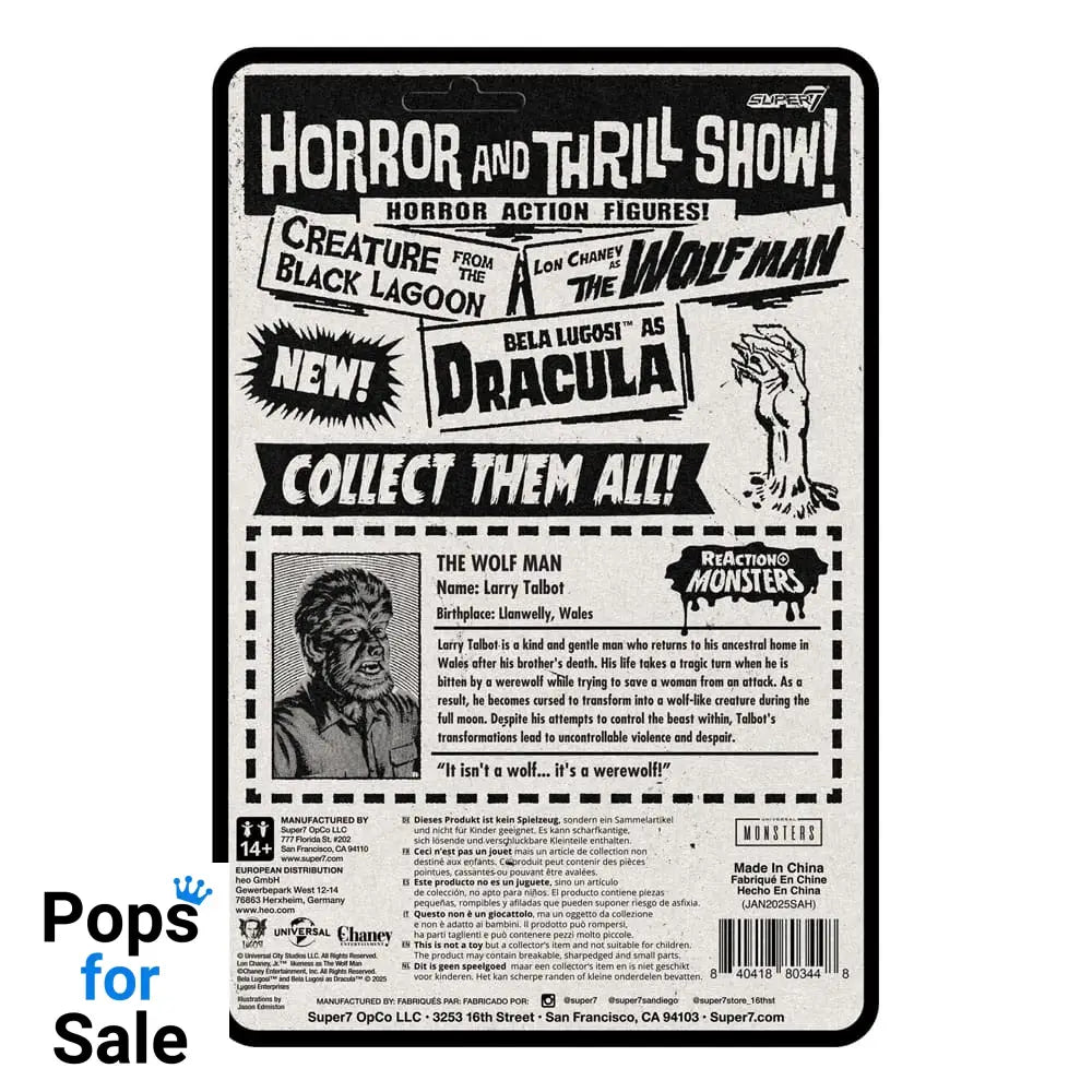 Universal Monsters ReAction+ Action Figure Wave 1 The Wolf Man 10 cm
