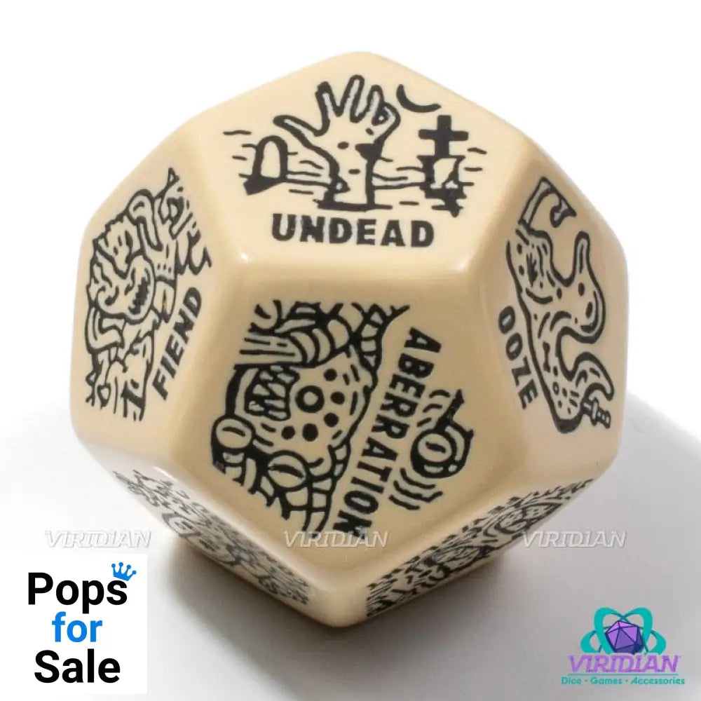 Viridian Jumbo Dice Monster Generator Die D12 Beige