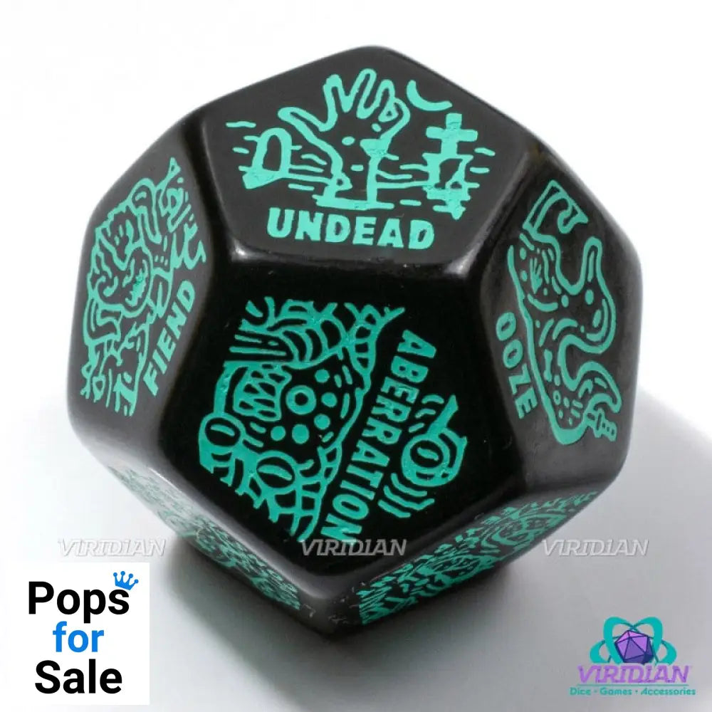 Viridian Jumbo Dice Monster Generator Die D12 Black