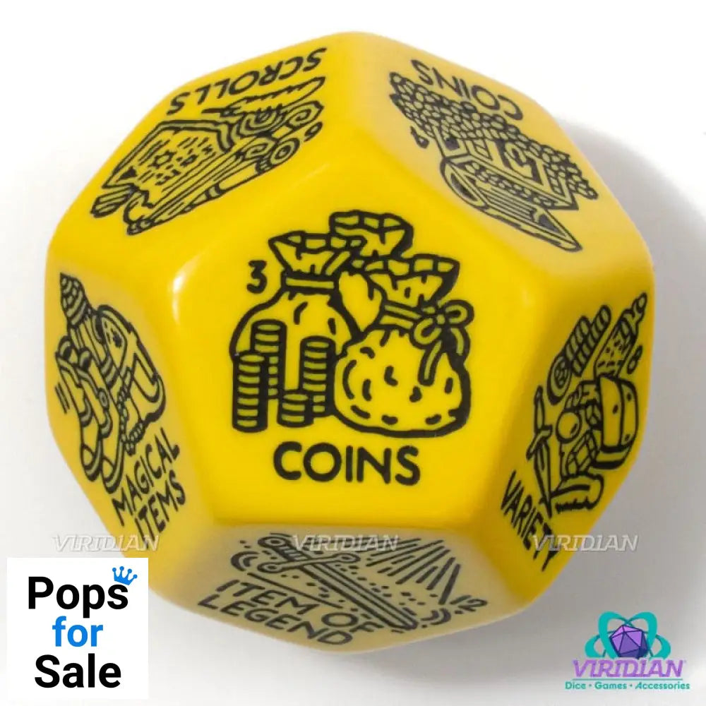 Viridian Jumbo Dice Treasure Generator Die D12 Yellow