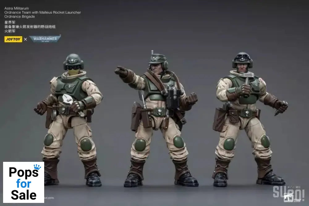 Warhammer 40K 1/18 Scale Astra Militarum Ordnance Team with Malleus Rocket Launcher Scale Figures
