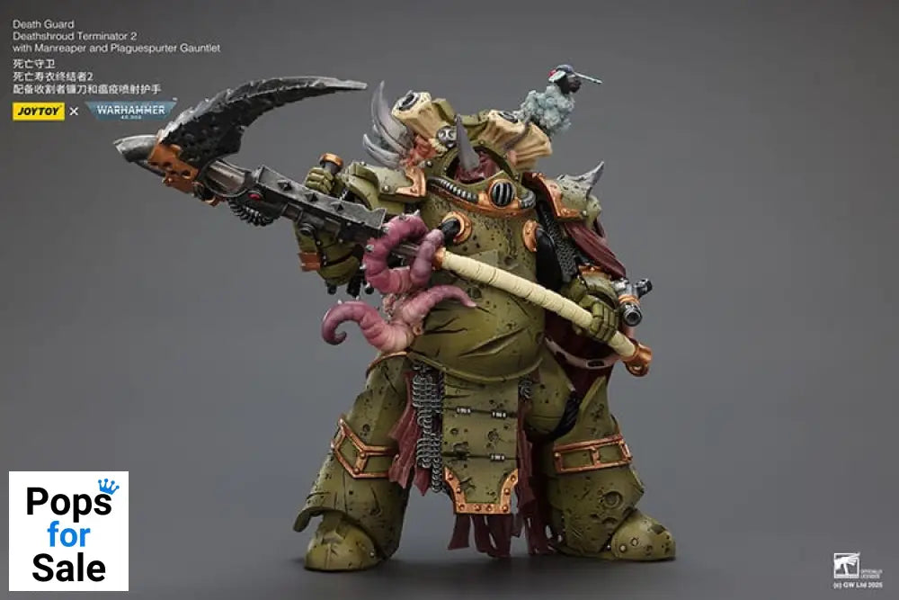 Warhammer 40k Action Figure 1/18 Death Guard Deathshroud Terminator 2 with Manreaper and Plaguespurter Gauntlet 14 cm