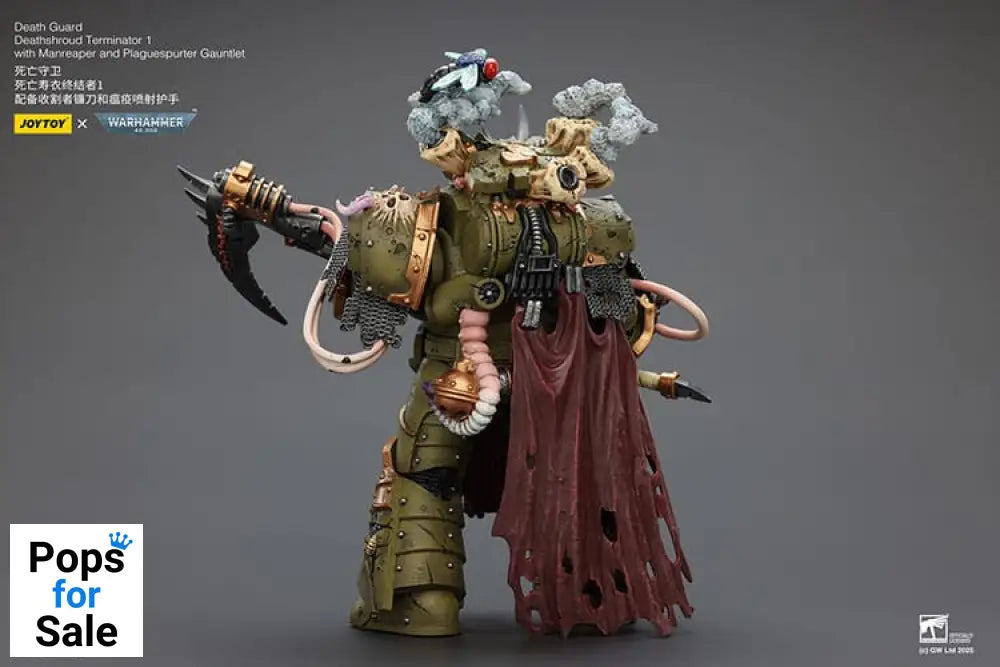 Warhammer 40k Action Figure 1/18 Death Guard Deathshroud Terminator 1 with Manreaper and Plaguespurter Gauntlet 14 cm